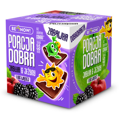 PORCJA DOBRA KOSTKA + ZABAWKA + KARTA Jabłko Jeżyna JABŁKOWO JEŻYNOWA 3w1
