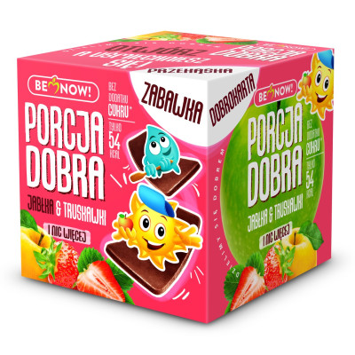 KOSTKA PRZEKĄSKA +ZABAWKA JABŁKOWO TRUSKAWKOWA Jabłko Truskawka PorcjaDobra