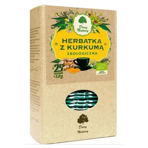 eko HERBATKA Z KURKUMĄ Kurkuma Lukrecja Rumianek 25sasz 50g DARY NATURY