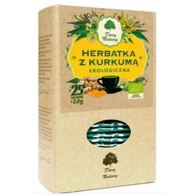 eko HERBATKA Z KURKUMĄ Kurkuma Lukrecja Rumianek 25sasz 50g DARY NATURY