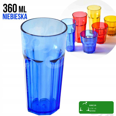 SZKLANKA Z POLIWĘGLANU nietłukąca NIEBIESKA 360ml