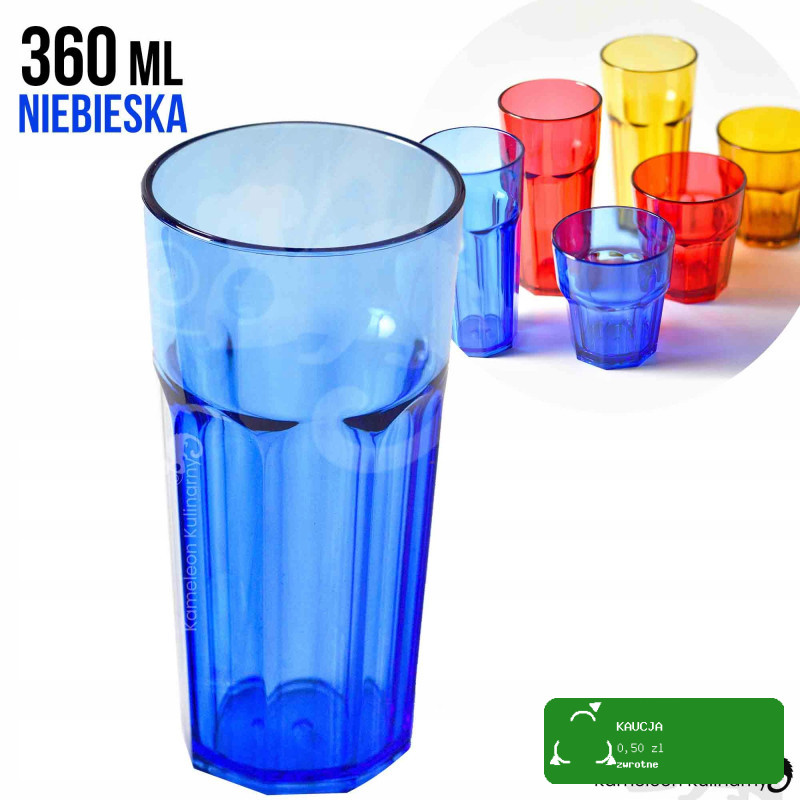 SZKLANKA Z POLIWĘGLANU nietłukąca NIEBIESKA 360ml