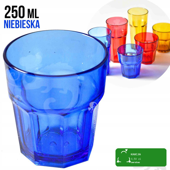 SZKLANKA Z POLIWĘGLANU poliwęglan nietłukąca NIEBIESKA 250ml 0,25L