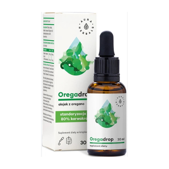 OREGADROP olejek Z OREGANO JADALNY 30ml na 2 m-ce KROPLE AURA HERBALS