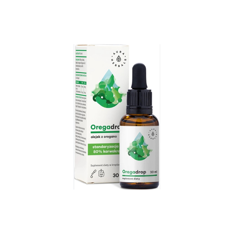 OREGADROP olejek Z OREGANO JADALNY 30ml na 2 m-ce KROPLE AURA HERBALS