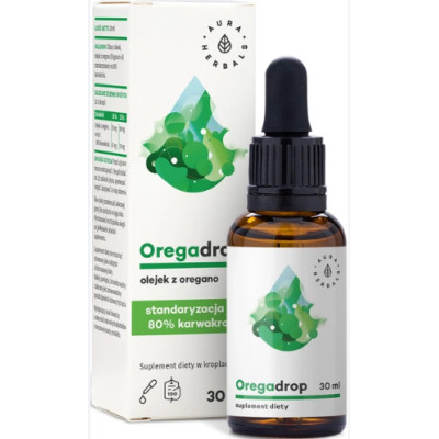 OREGADROP olejek Z OREGANO JADALNY 30ml na 2 m-ce KROPLE AURA HERBALS