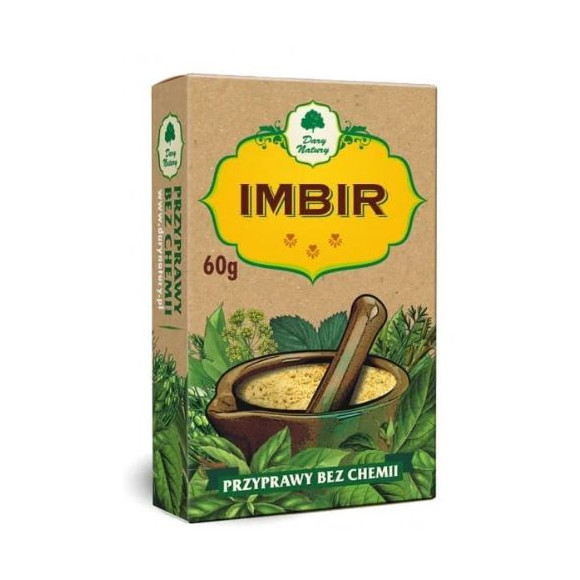 IMBIR MIELONY -- kartonik -- przyprawa bez chemii 60g DARY NATURY