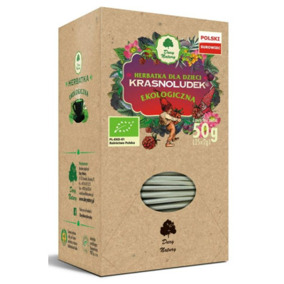 KRASNOLUDEK HERBATKA DLA DZIECI ekologiczna 25 saszetek 50G DARY NATURY