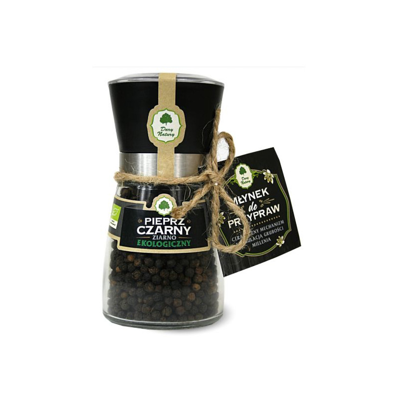 PIEPRZ CZARNY ziarno ziarnisty EKOLOGICZNY 90g + MŁYNEK w młynku DARYNATURY