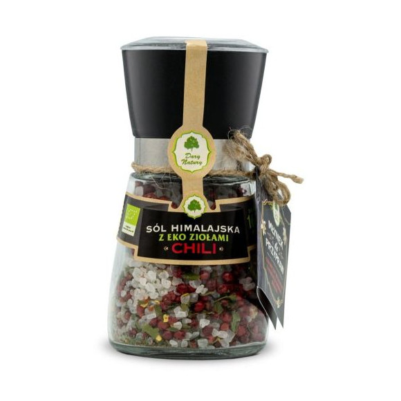 SÓL HIMALAJSKA CHILI z ziołami EKO BIO 160g + MŁYNEK Z MŁYNKIEM DARY NATURY