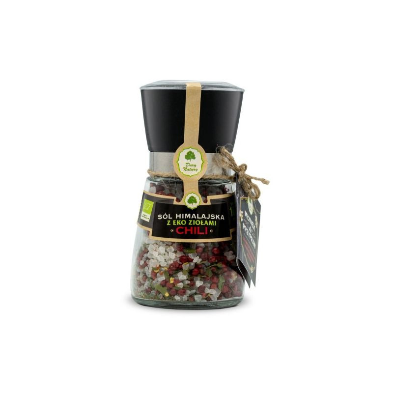 SÓL HIMALAJSKA CHILI z ziołami EKO BIO 160g + MŁYNEK Z MŁYNKIEM DARY NATURY