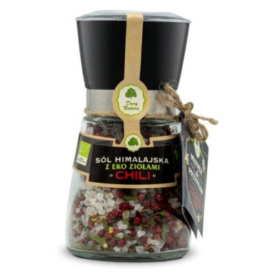 SÓL HIMALAJSKA CHILI z ziołami EKO BIO 160g + MŁYNEK Z MŁYNKIEM DARY NATURY