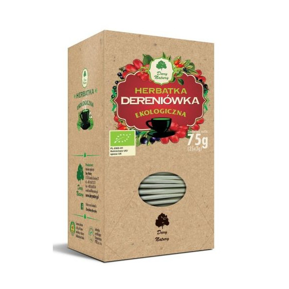 Herbatka DERENIÓWKA EKO 25szt 75G DARY NATURY wsparcie SERCE KRĄŻENIE