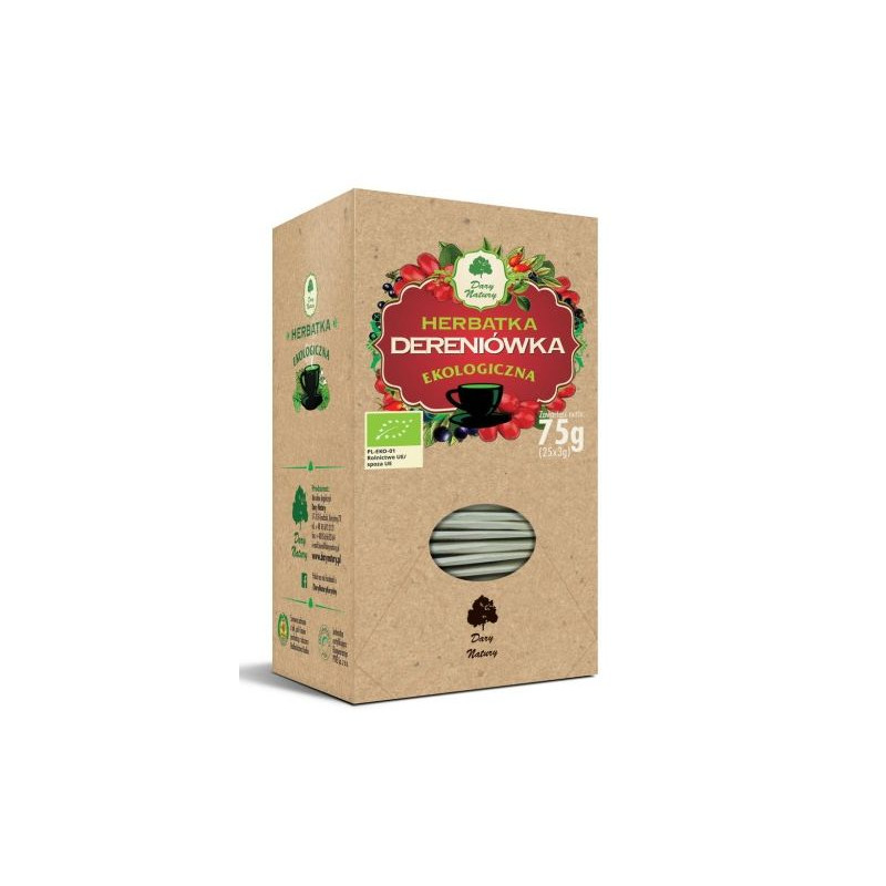 Herbatka DERENIÓWKA EKO 25szt 75G DARY NATURY wsparcie SERCE KRĄŻENIE