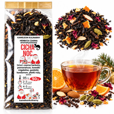 KAMELEON KULINARNY HERBATA CZARNA aromatyzowana CICHA NOC 50g ZIMOWA
