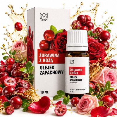 OLEJEK ZAPACHOWY kominki ŻURAWINA Z RÓŻĄ RÓŻA 10ml