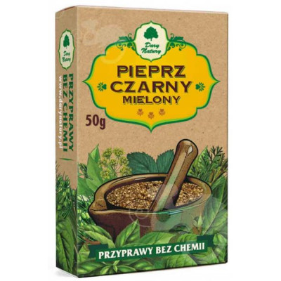 PIEPRZ CZARNY MIELONY 100% bez chemii 50g DARY NATURY