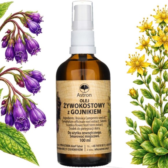 ASTRON OLEJ ŻYWOKOSTOWY Z GOJNIKIEM 100ml żywokost na BÓLE
