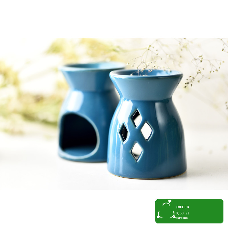 KOMINEK DO AROMATERAPII ceramiczny do olejków wosków na t-lighty NIEBIESKI