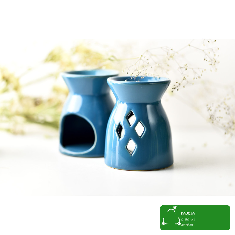 KOMINEK DO AROMATERAPII ceramiczny do olejków wosków na t-lighty NIEBIESKI