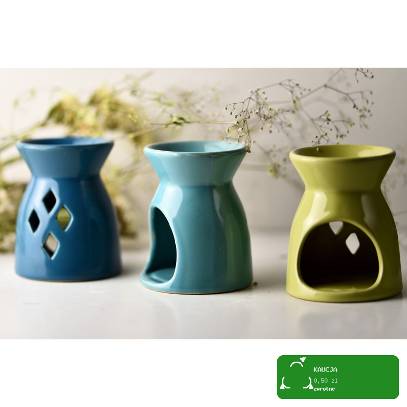 KOMINEK DO AROMATERAPII ceramiczny do olejków wosków na t-lighty NIEBIESKI