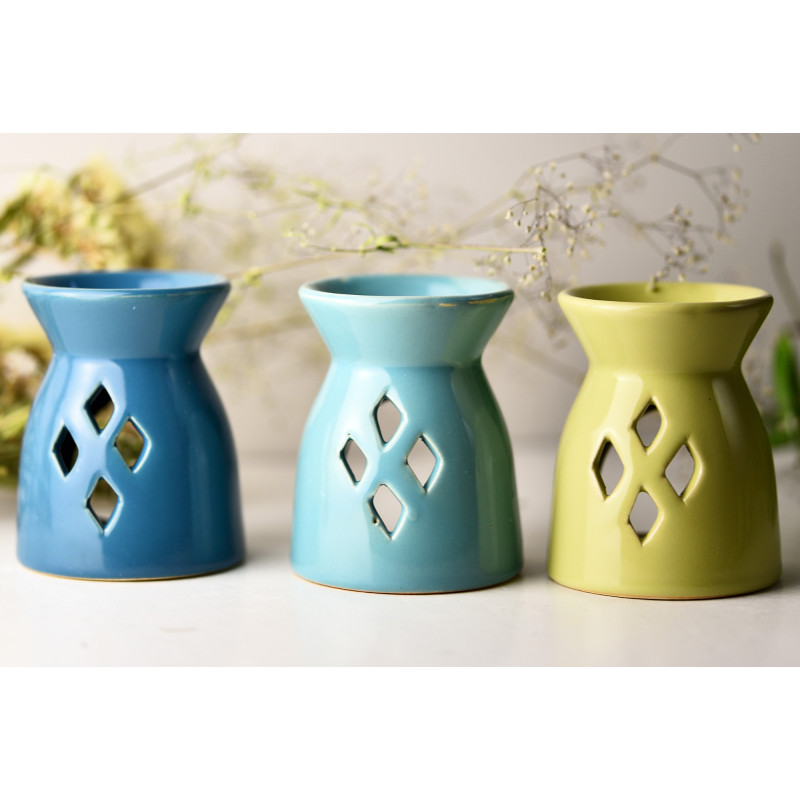 KOMINEK DO AROMATERAPII ceramiczny do olejków wosków na t-lighty NIEBIESKI