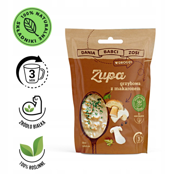 DANIA BABCI ZOSI ZUPA grzybowa instant 39g z makaronem gotowa w 3min
