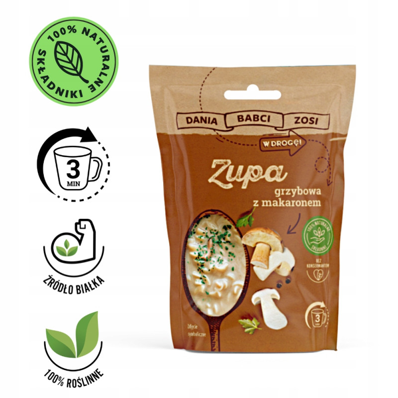 DANIA BABCI ZOSI ZUPA grzybowa instant 39g z makaronem gotowa w 3min