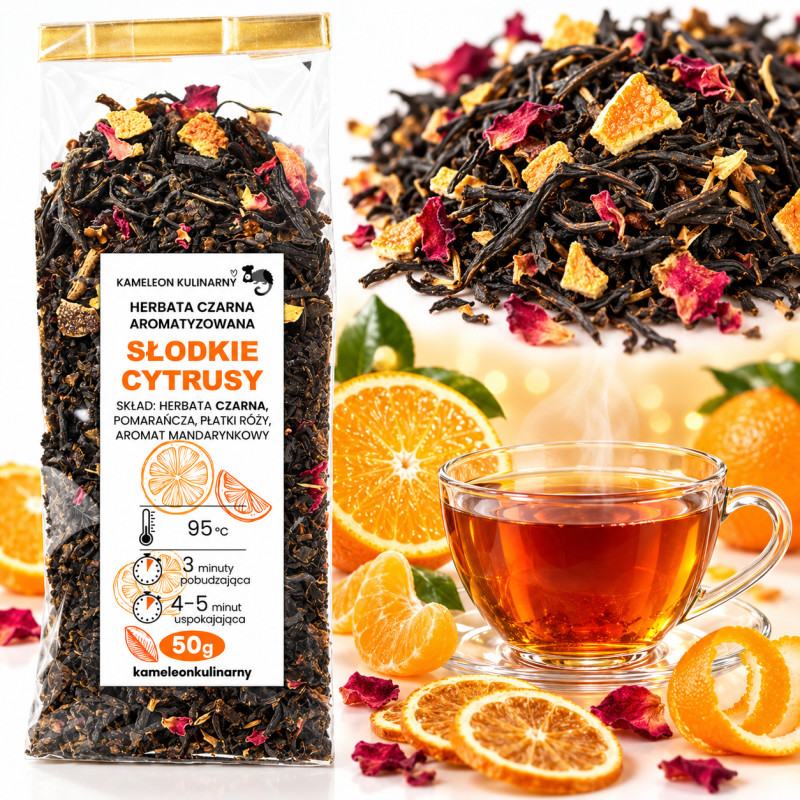 KAMELEON KULINARNY HERBATA CZARNA aromatyzowana SŁODKIE CYTRUSY 50g