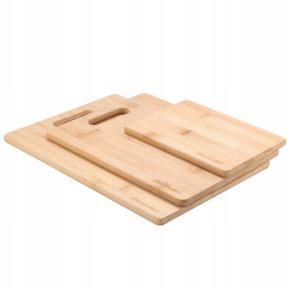 KAMILLE zestaw 3 DESEK DO KROJENIA I SERWOWANIA deska bambus 20cm 28cm 33cm KAMILLE zestaw 3 DESEK DO KROJENIA I SERWOWANIA deska bambus 20cm 28cm 33cm