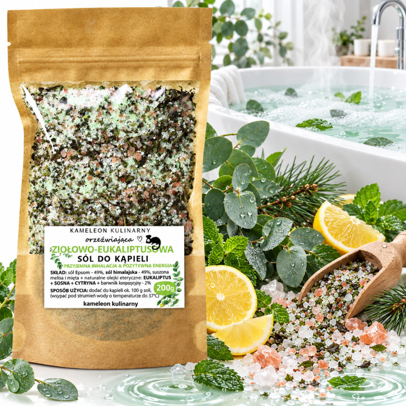 KAMELEON KULINARNY sól do kąpieli ZIOŁOWO-EUKALIPTUSOWA 200g