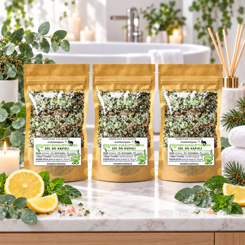KAMELEON KULINARNY sól do kąpieli ZIOŁOWO-EUKALIPTUSOWA 200g