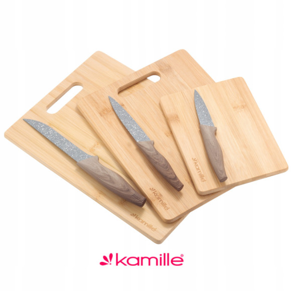 KAMILLE zestaw 3 DESEK DO KROJENIA I SERWOWANIA deska bambus 20cm 28cm 33cm KAMILLE zestaw 3 DESEK DO KROJENIA I SERWOWANIA deska bambus 20cm 28cm 33cm