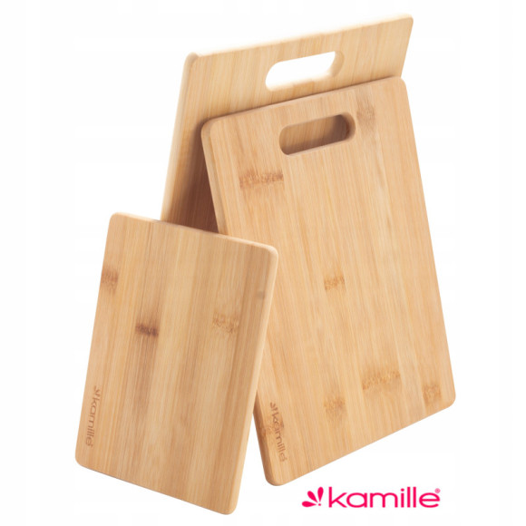 KAMILLE zestaw 3 DESEK DO KROJENIA I SERWOWANIA deska bambus 20cm 28cm 33cm KAMILLE zestaw 3 DESEK DO KROJENIA I SERWOWANIA deska bambus 20cm 28cm 33cm