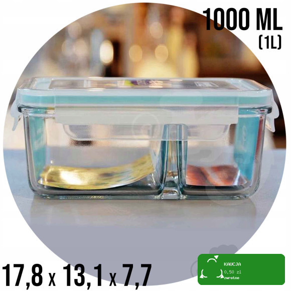 POJEMNIK SZKLANY DUO LUNCHBOX pokrywa 1000ml 1L