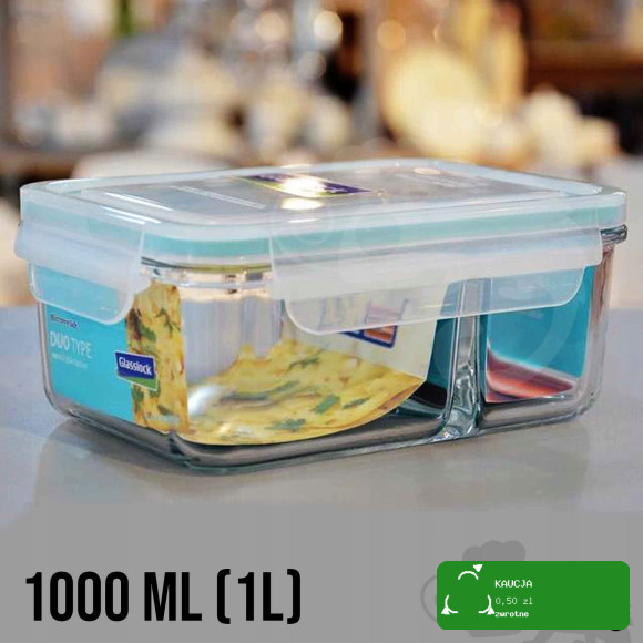 POJEMNIK SZKLANY DUO LUNCHBOX pokrywa 1000ml 1L