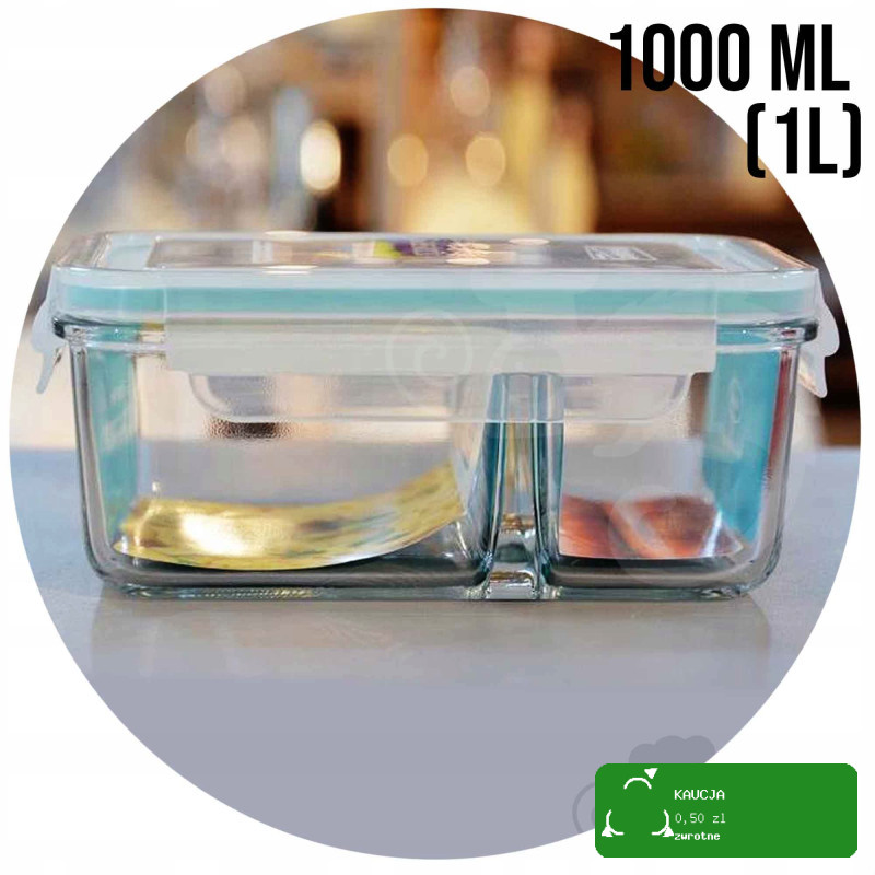 POJEMNIK SZKLANY DUO LUNCHBOX pokrywa 1000ml 1L
