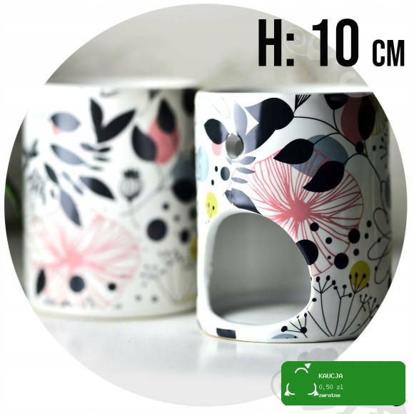 KOMINEK zapachowy CERAMICZNY na olejki woski KOLOROWE KWIATY z granatem