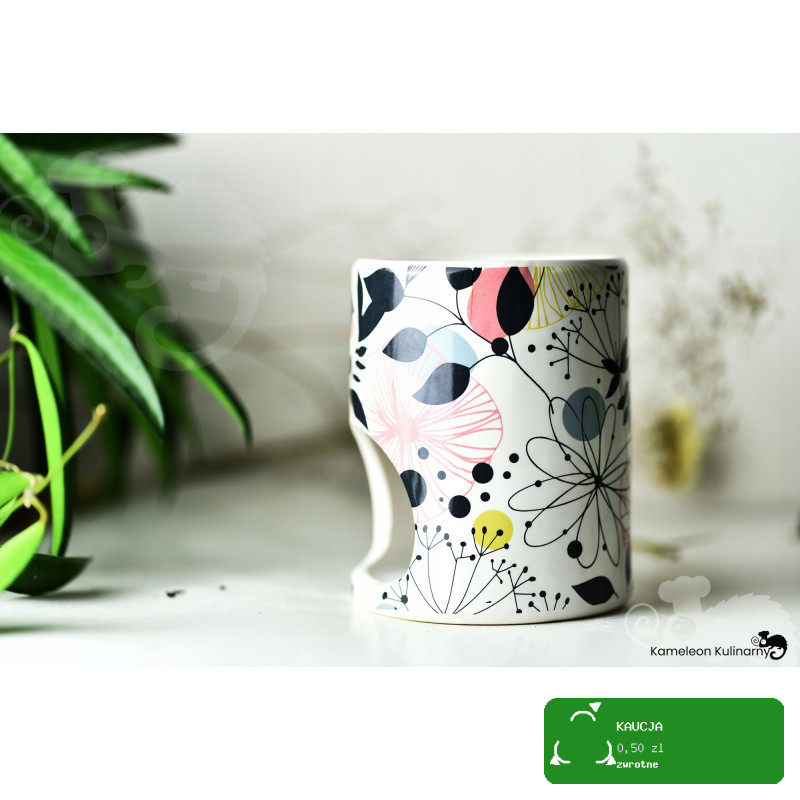 KOMINEK zapachowy CERAMICZNY na olejki woski KOLOROWE KWIATY z granatem