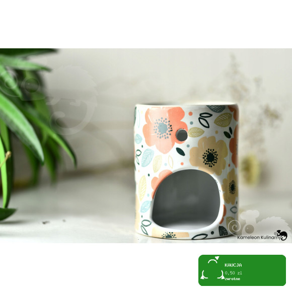 KOMINEK zapachowy CERAMICZNY na olejki woski tea lighty KOLOROWY w kwiaty