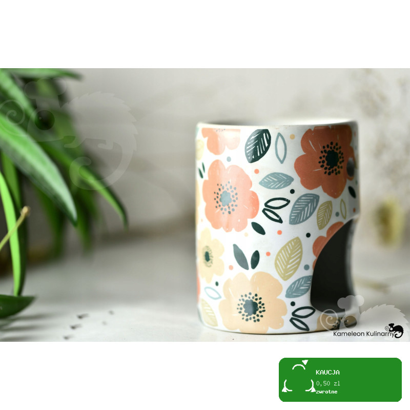 KOMINEK zapachowy CERAMICZNY na olejki woski tea lighty KOLOROWY w kwiaty
