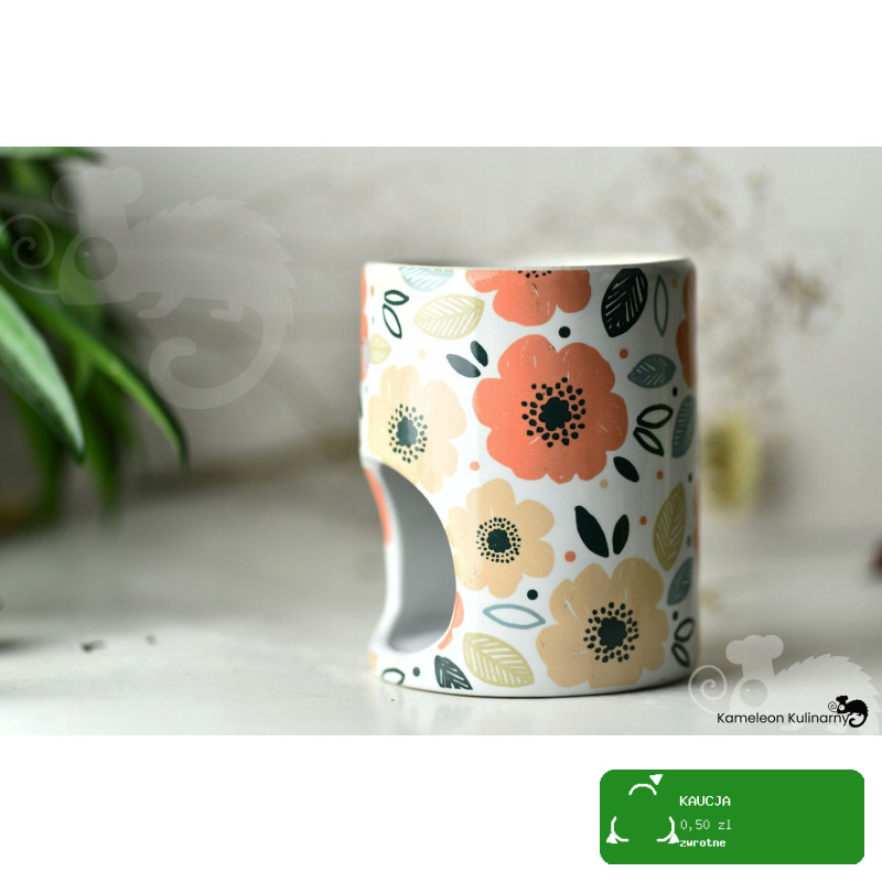KOMINEK zapachowy CERAMICZNY na olejki woski tea lighty KOLOROWY w kwiaty
