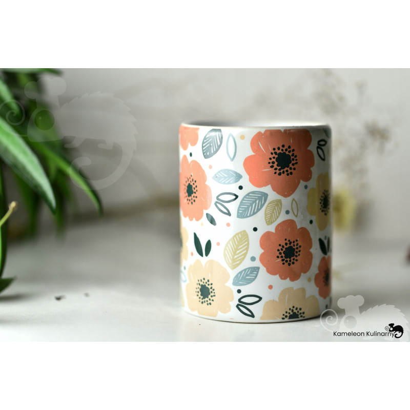 KOMINEK zapachowy CERAMICZNY na olejki woski tea lighty KOLOROWY w kwiaty