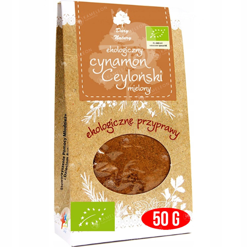 Dary Natury CYNAMON CEYLOŃSKI CEJLOŃSKI mielony EKOLOGICZNY EKO bio 50g