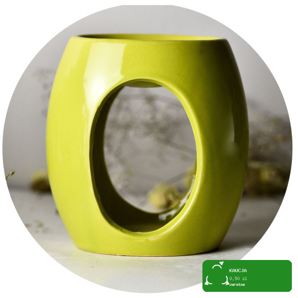 KOMINEK zapachowy DUŻY CERAMICZNY OWALNY OBŁY na olejki woski SELEDYNOWY