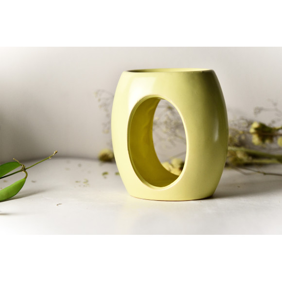 KOMINEK zapachowy duży CERAMICZNY OWALNY OWAL na olejki woski KREMOWY JASNY