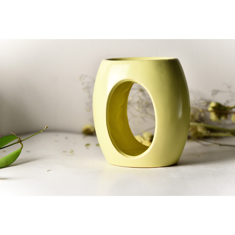 KOMINEK zapachowy duży CERAMICZNY OWALNY OWAL na olejki woski KREMOWY JASNY