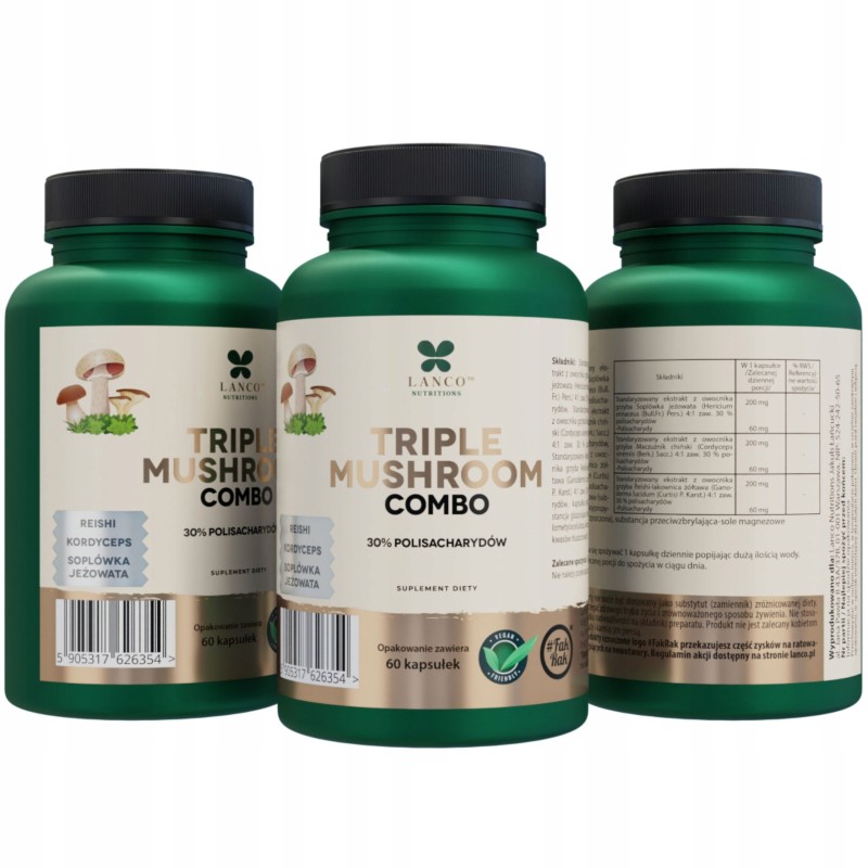 TRIPLE Combo LION'S MANE SOPLÓWKA + REISHI + KORDYCEPS 3