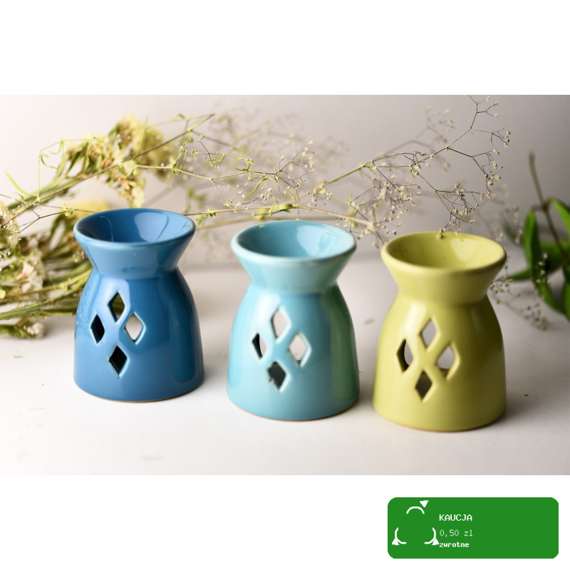 KOMINEK ceramiczny DO AROMATERAPII olejków i wosku na t-lighty SELEDYNOWY