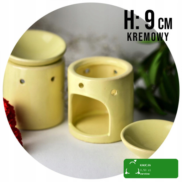 KOMINEK ZAPACHOWY CERAMICZNY na olejki woski DO AROMATERAPII kremowy